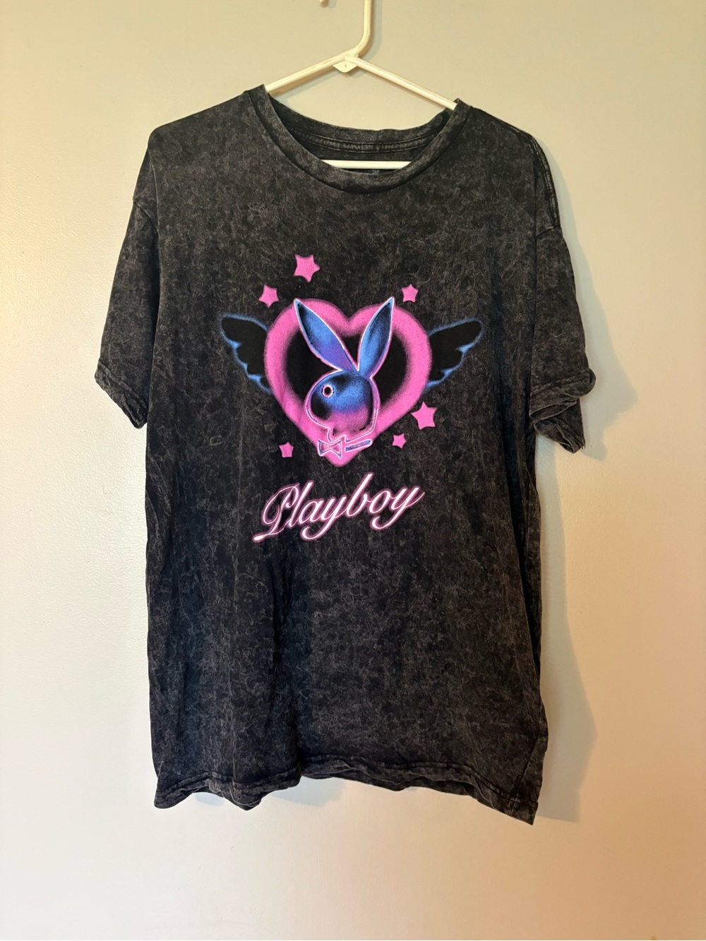 PLAYBOY Black Mineral Wash Tee with Pink Graphic - Picture 2 of 4